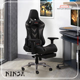 Kepler Brooks Ninja High Back Ergonomic Gaming Chair | Adjustable Lumbar Support & Neck Pillow, 4D Adjustable Armrests & Retractable Foot Rest