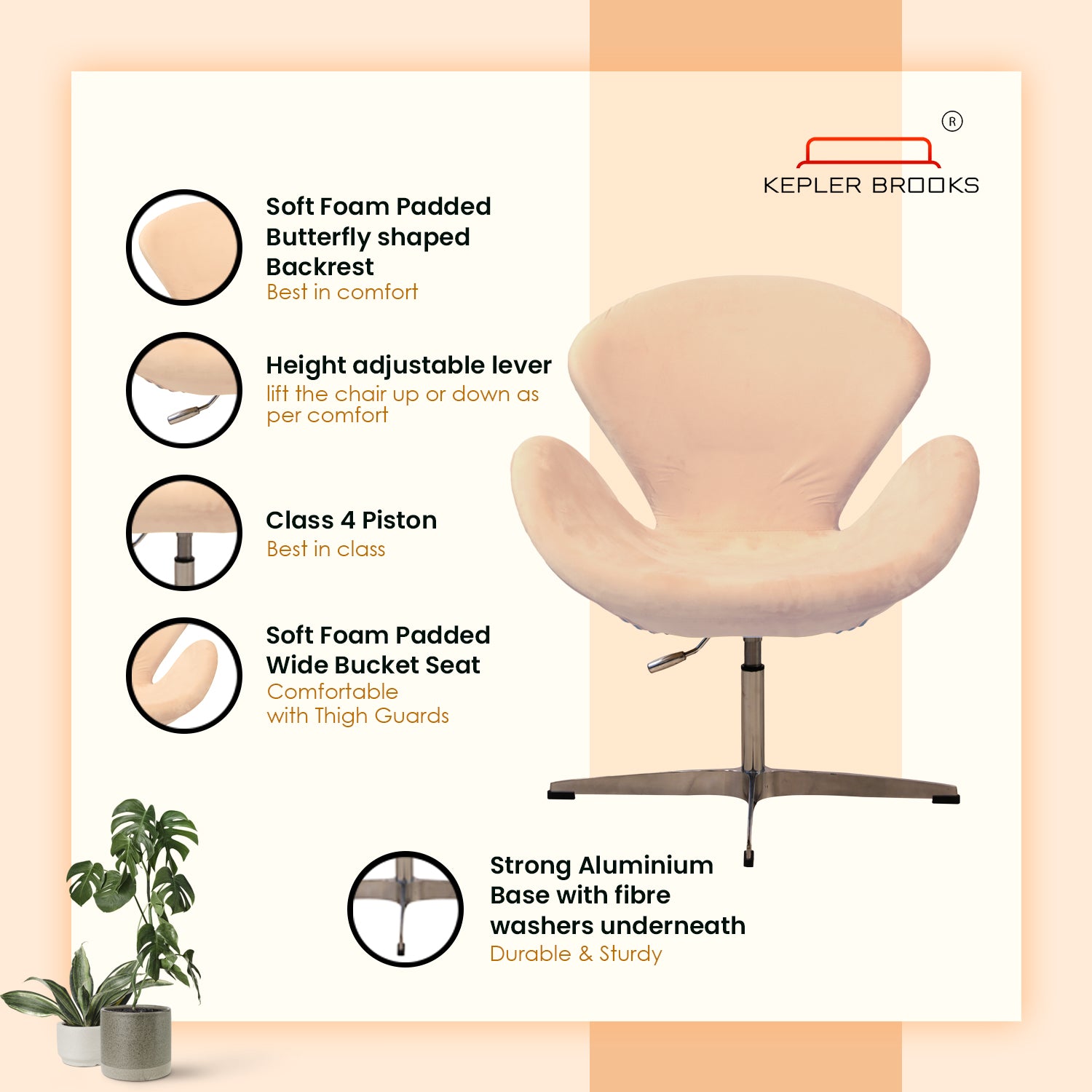 Kepler Brooks Oswald Premium Lounge Chair (Beige)