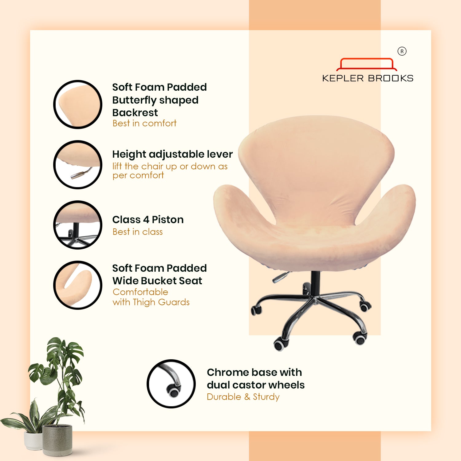 Kepler Brooks Oswald Pro Premium Lounge Chair ( Mid Size )