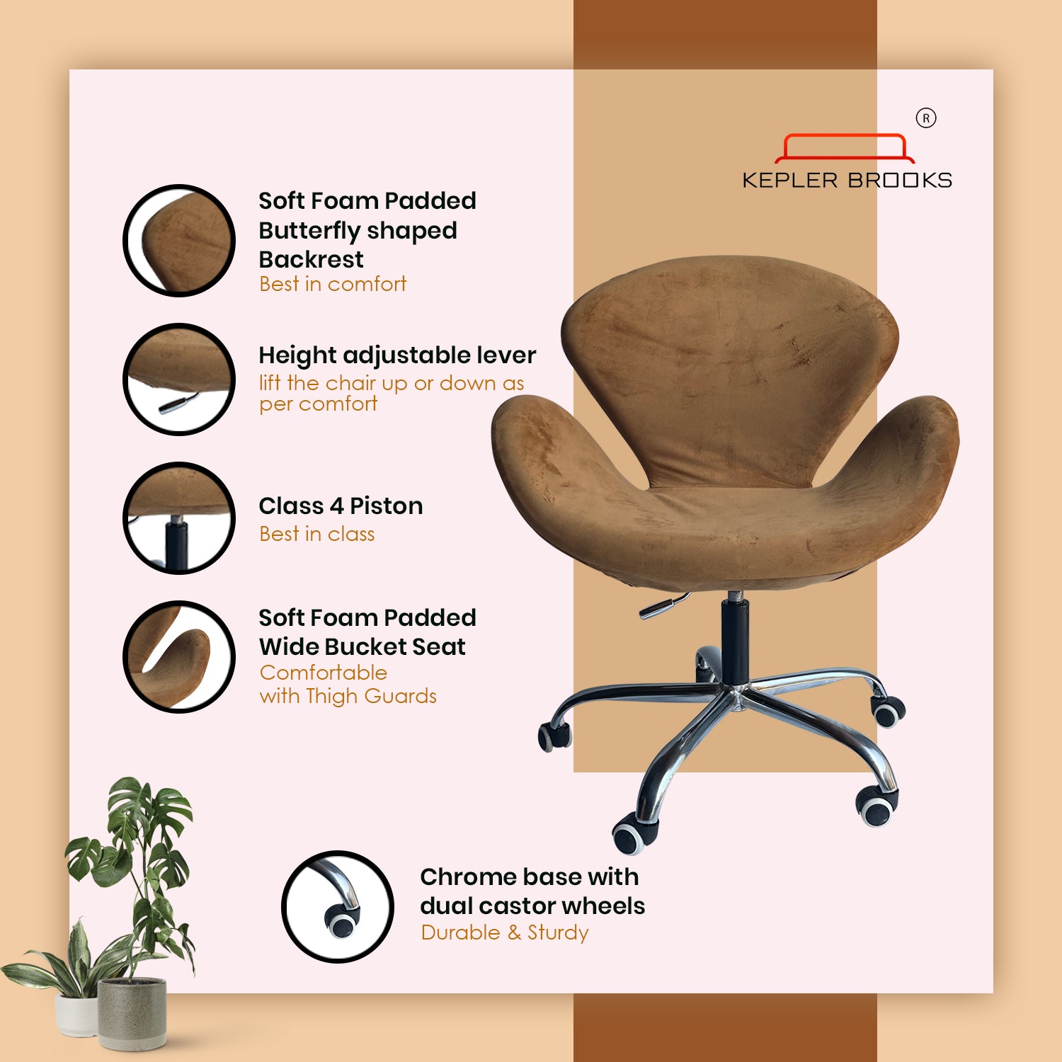 Kepler Brooks Oswald Pro Premium Lounge Chair ( Mid Size )