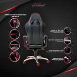 Kepler Brooks Rambo Ergonomic High Back Gaming Chair | Adjustable Lumbar Support & Neck Pillow, 4D Adjustable Armrests & Retractable Foot Rest