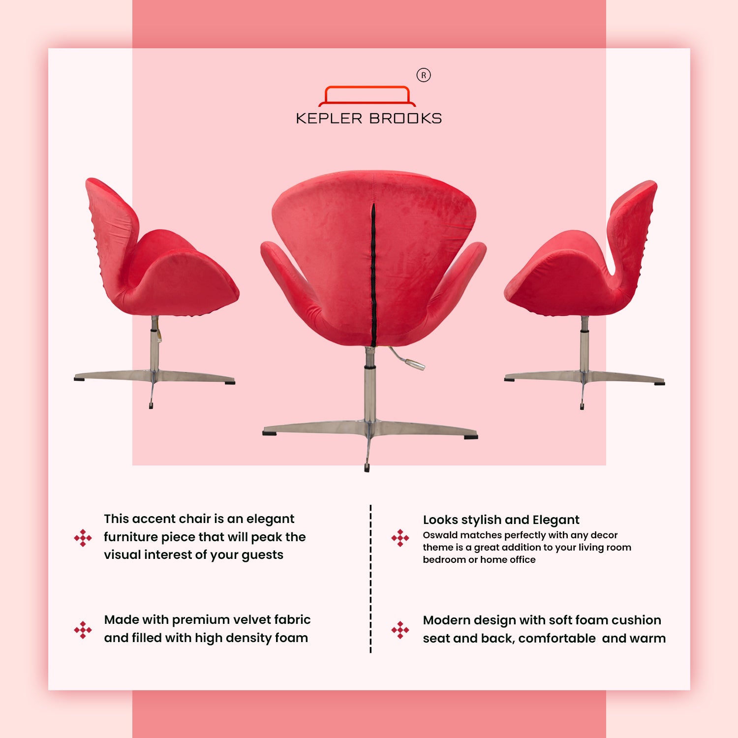 Kepler Brooks Oswald Premium Lounge Chair (Red)