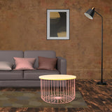 Lyra Metal Coffee/Center Table with 18MM Commercial MDF Glossy Finish Tabletop [Pink Base, Wooden Top] for Living Room Home