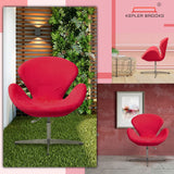 Kepler Brooks Oswald Premium Lounge Chair | Living Room Chair, Dining Room Chair, Cafeteria Chair, Home Bar Chair, Garden Chair - Red