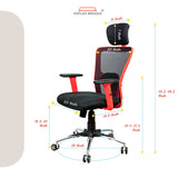 Kepler Brooks High Back Mesh Ergonomic Office Chair | Adjustable Headrest & Lumbar Support, Smart Synchro Multi-Tilt Lock Mechanism - Zeus (Red Black)