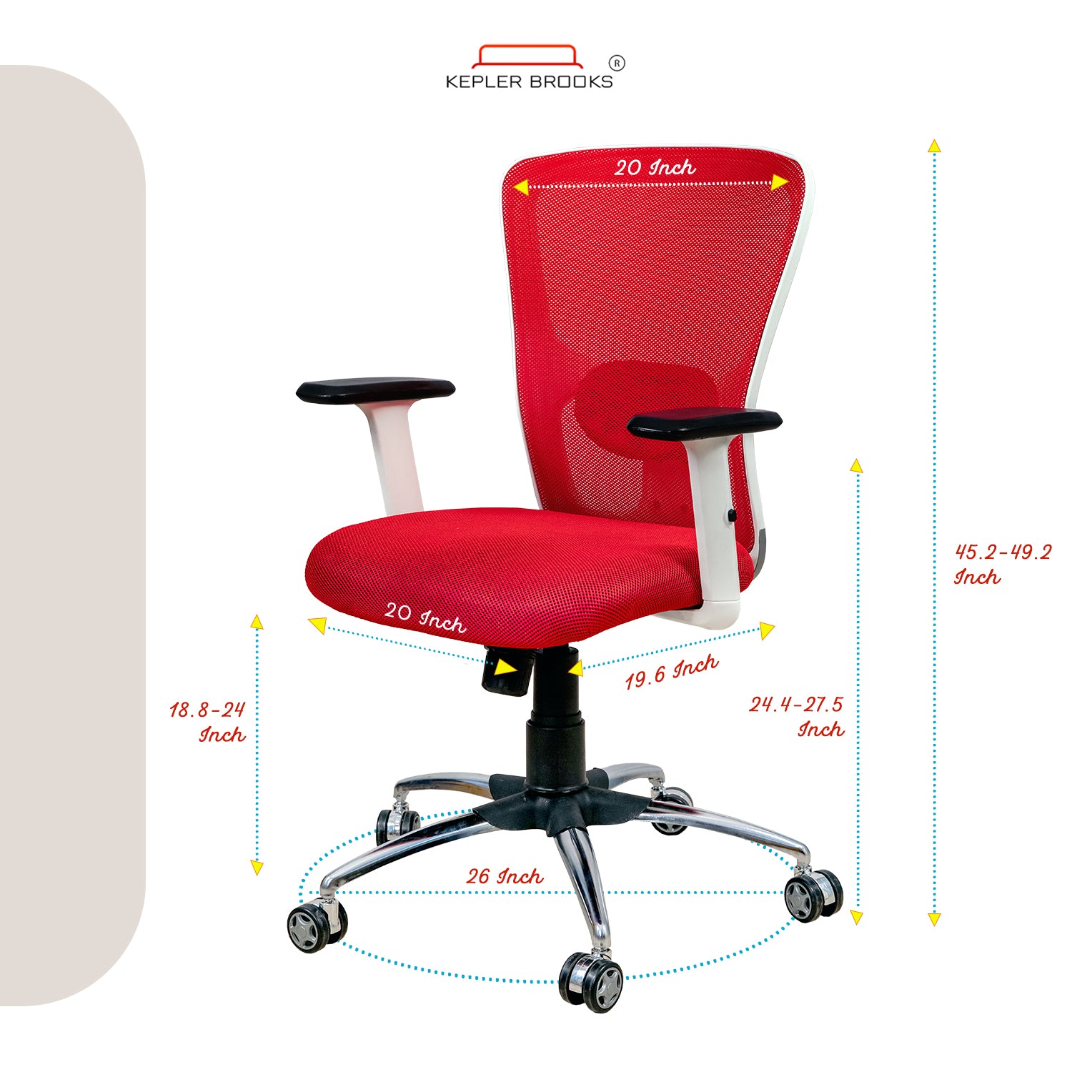 Kepler Brooks Zeus Mid Back Mesh Office Chair (White Frame)