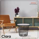 Clara - Coffee Table for Living Room | Center Table for Living Room | Sofa Table - Round Coffee Table with Metal Base and Wooden Top - Black Base
