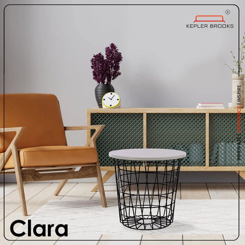 Clara Coffee/Center/Sofa Table  for Living Room Home [Black Base, Wooden Top]