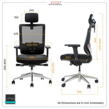 Kepler Brooks Fortius Premium High Back Mesh Office Chair (Black)