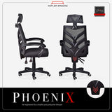 Kepler Brooks High Back Mesh Ergonomic Office Chair | Adjustable Headrest & Lumbar Support, Smart Synchro Multi-Tilt Lock Mechanism - Phoenix (Black)
