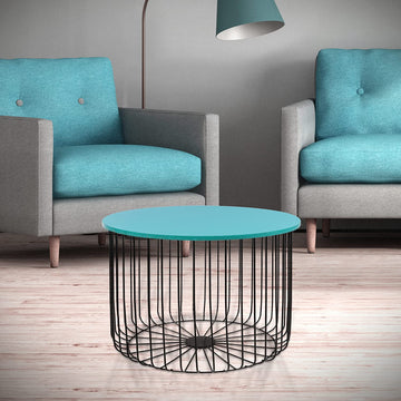 Lyra Metal Coffee/Center Table  for Living Room Home [Black Base, Wooden Top]