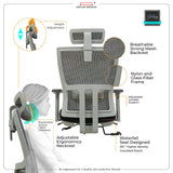 Kepler Brooks Citius Premium High Back Mesh Office Chair (Grey)
