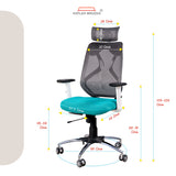 Kepler Brooks Premium Ergonomic Mesh High Back Recliner Office Chair with Adjustable Armrests & Headrest, Adjustable Lumbar Support and Seat Sliding with Multi Synchro Lock Mechanism - Helios