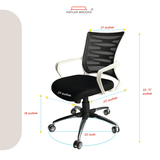 Kepler Brooks Mid Back Mesh Ergonomic Office Chair | Lumbar Support, Single Lock Mechanism & Heavy Duty Metal Base - Dazzle (White)