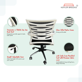 Kepler Brooks Mid Back Mesh Ergonomic Office Chair | Lumbar Support, Single Lock Mechanism & Heavy Duty Metal Base - Dazzle (White)