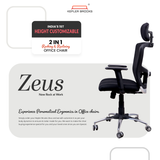 Kepler Brooks High Back Mesh Ergonomic Office Chair | Adjustable Headrest & Lumbar Support, Smart Synchro Multi-Tilt Lock Mechanism - Zeus (Black)